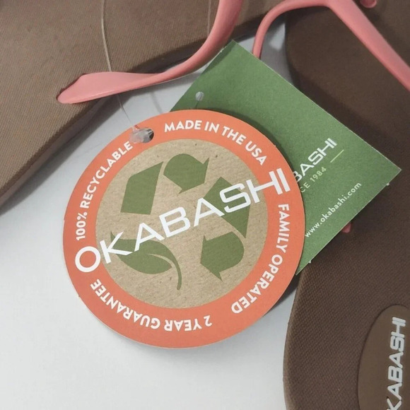 Okabashi Shoreline Toffee Brown Coral Thong Flip Flops Women Size 5 Beach Vacay - Picture 5 of 6